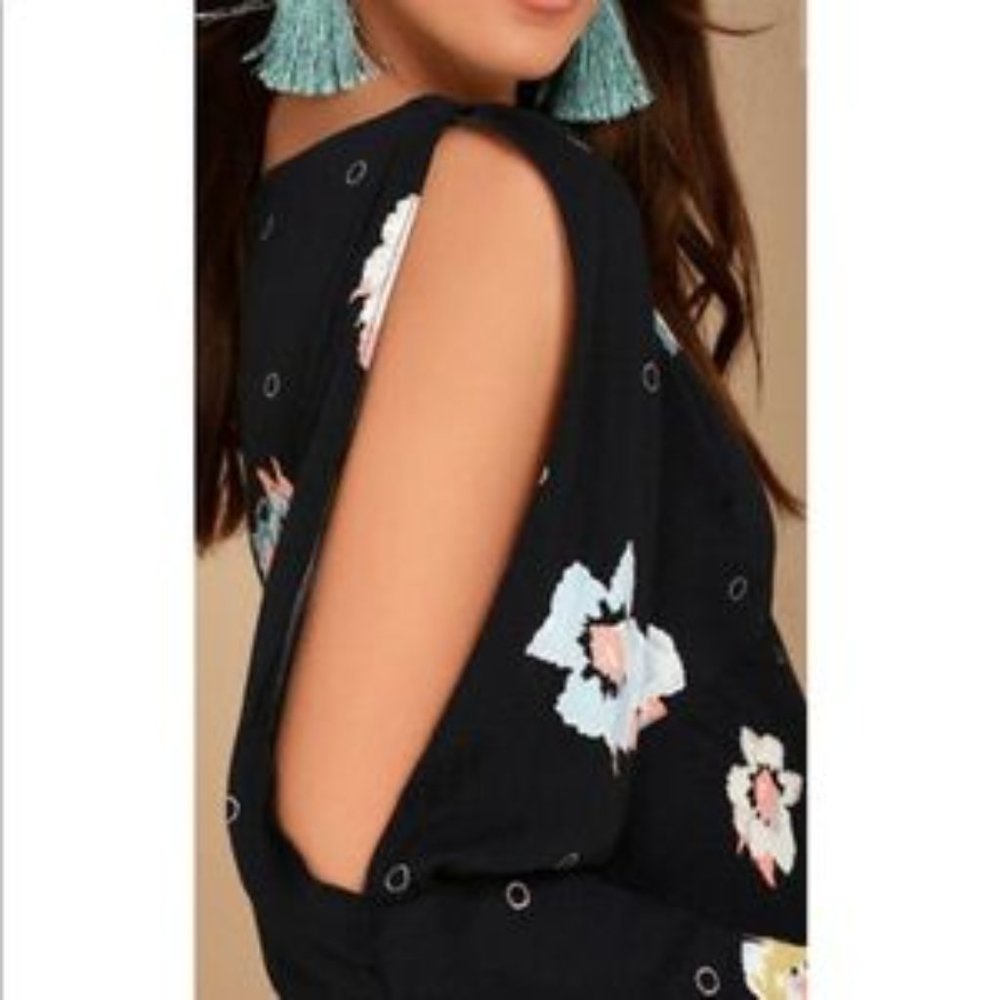 Free People Sunshadows Floral Print Split Sleeve Mini Dress NWT! 2 - Picture 2 of 16